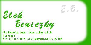 elek beniczky business card